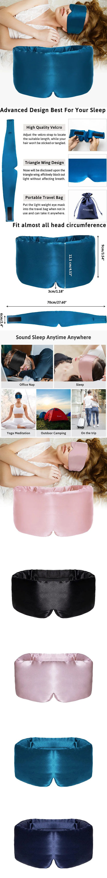100% Mulberry Silk Sleeping Mask Eyepatch Blocking Light Eyemask Eyeshade for Travel & Nap Soft Padded Sleep Mask Slaapmasker